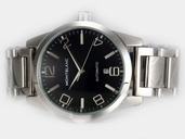 Montblanc Timewalker Large 09672 Black Dial Round White Stainless Steel Strap Watch