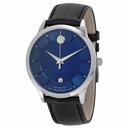 Movado 1881 Automatic Blue Dial Black Leather Band Men's Watch 0606874