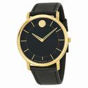 Movado Black Dial Black Leather Men's Watch 0606847
