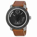 Movado Bold Black Honeycomb-Textured Dial Brown Leather Men's Watch 3600361