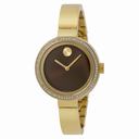 Movado Bold Chocolate Metallic Dial Diamond Yellow Gold Ion-plated Ladies Watch 3600282