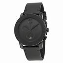 Movado Bold Chronograph Black Dial Black Leather Band Men's Quartz Watch 3600337