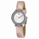 Movado Bold Silver Rose Gold Leather Quartz Ladies Watch 3600340
