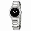 Movado Defio Black Dial Ladies Stainless Steel Watch 0606334