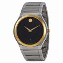 Movado Quadro Black Dial Two Tone Steel Case Men's Watch 0606480