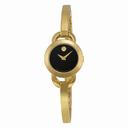 Movado Rondiro Black Dial Yellow Gold PVD Ladies Watch 0606888