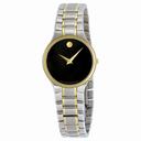 Movado Serio Black Dial Two Tone Stainless Steel Ladies Watch 606902