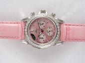 Omega De Ville CO-Axial Chronoscope 4850.30.37 Womens 31mm Pink Ostrich Leather Strap Watch
