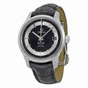 Omega Deville Hour Vision Black and Silver Dial Black Leather Men's Watch 43133412101001