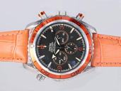 Omega Seamaster Planet Ocean 2909.50.38 Orange Ostrich Leather Strap Black Dial Watch