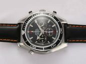 Omega Seamaster Planet Ocean Chrono 2910.51.82 Black Dial Round Quartz Chronograph Watch