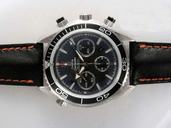 Omega Seamaster Planet Ocean Chrono 2910.51.82 Midsize Black Cow Leather Strap Round Watch