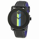 Open Box - Movado Bold Black Dial Black Leather Unisex Watch 3600225
