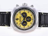Panerai Ferrari Granturismo FER 00013 Round Yellow Dial Black Ostrich Leather Strap Watch