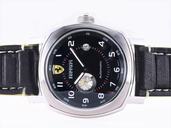 Panerai Ferrari Scuderia FER00009 Mens Black Crocodile Leather Strap Stainless Steel Bezel Watch
