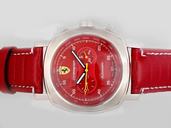 Panerai Ferrari Scuderia PAM00014 Red Dial Stainless Steel Bezel Red Crocodile Leather Strap Watch