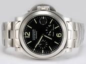 Panerai Luminor PAM 090 44mm Black Dial Silver Stainless Steel Strap Watch