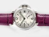 Panerai Luminor PAM 241 Purple Crocodile Leather Strap 40mm White Dial Watch