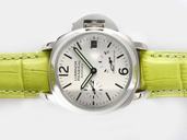 Panerai Luminor PAM 241 Round White Dial Green Cow Leather Strap Watch