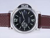 Panerai Luminor PAM 48 Brown Crocodile Leather Strap Mens 48mm Watch