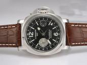 Panerai Luminor PAM 88 Round Black Dial Brown Crocodile Leather Strap Watch