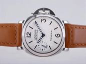 Panerai Luminor PAM00113 White Dial Brown Crocodile Leather Strap Watch