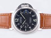 Panerai Luminor PAM00164 Round Mens Brown Cow Leather Strap Watch