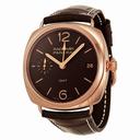 Panerai Radiomir GMT Brown Dial 18kt Rose Gold Brown Alligator Leather Men's Watch PAM00421