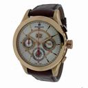 Perrelet Big Date Chronograph White Dial Brown Leather 18kt Rose Gold Men's Watch A3001/3