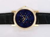 Piaget Altiplano 12252 Blue Dial Black Cow Leather Strap Round Watch