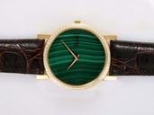 Piaget Altiplano 16485 Brown Cow Leather Strap 33mm Green Dial Watch