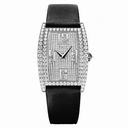 Piaget Limelight Diamond Pave Dial 18kt White Gold Black Satin Ladies Watch GOA36193