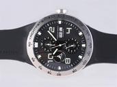 Porsche Design Flat 6 Chronograph 16011 43mm Black Rubber Strap Black Dial Watch
