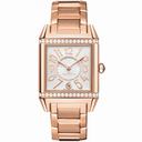 Jaeger LeCoultre Reverso Squadra Duetto Silver Dial 18kt Yellow Gold Diamond Automatic Ladies Watch Q7052120