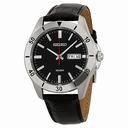 Seiko Black Dial Stainelss Steel Black Leather Men's Watch SGGA75P2