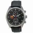 Seiko Barcelona Football Club Chronograph Black Dial Black Leather Men's Watch  SNN269