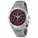 Seiko Black and Red Dial Chronograph Stainless Steel Men's Watch SND701