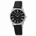 Seiko Black Dial Black Leather Quartz Ladies Watch SXDG31P1