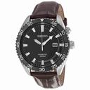 Seiko Black Dial Brown Leather Strap Men's Watch SKA627