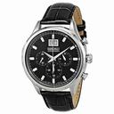 Seiko Black Dial Chronograph Black Leather Men's Watch SPC083P2