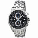 Seiko Black Dial Chronograph Stainless Steel Men's Watch SNAE83