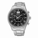 Seiko Black Dial Chronograph Stainless Steel Men's Watch SPC153