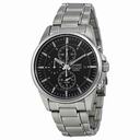 Seiko Black Dial Steel Alarm Chronograph Men's Watch SNAF03