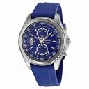 Seiko Blue Dial Chronograph Stainless Steel Blue Rubber Men's Watch SNN261