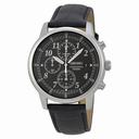 Seiko Chronograph Black Dial Black Leather Men's Watch SNDC33
