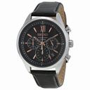 Seiko Chronograph Black Dial Black Leather Men's Watch SSB159