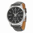 Seiko Chronograph Black Dial Black Leather Men's Watch SNN275P2