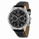 Seiko Chronograph Black Dial Black Leather Men's Watch SRW037P2