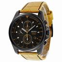 Seiko Chronograph Black Dial Black PVD Tan Leather Men's Watch SNDD69