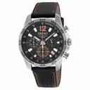 Seiko Chronograph Black Dial Brown Leather Men's Watch SSB135